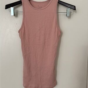 A New Day Pink Ribbed Fitted Sleeveless Tank Top